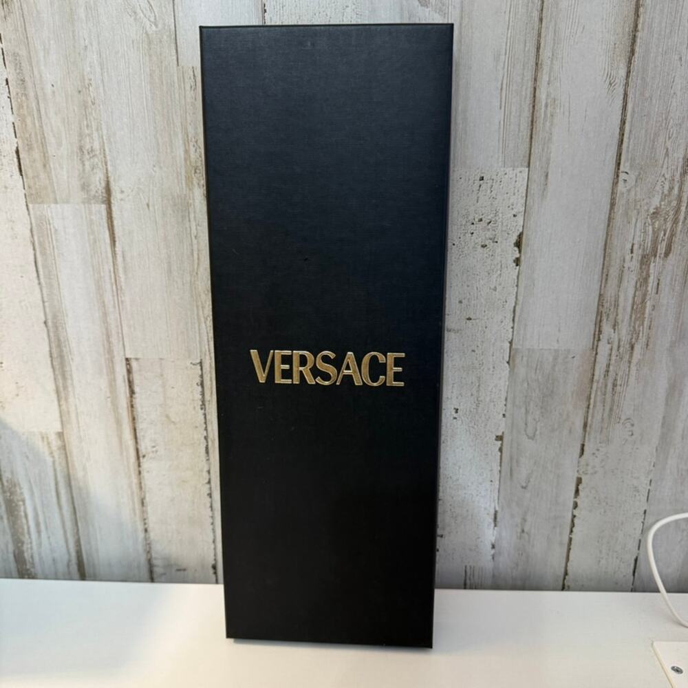 Versace Logo Presentation Gift Box with Lid Black & Gold Empty 16 x 6